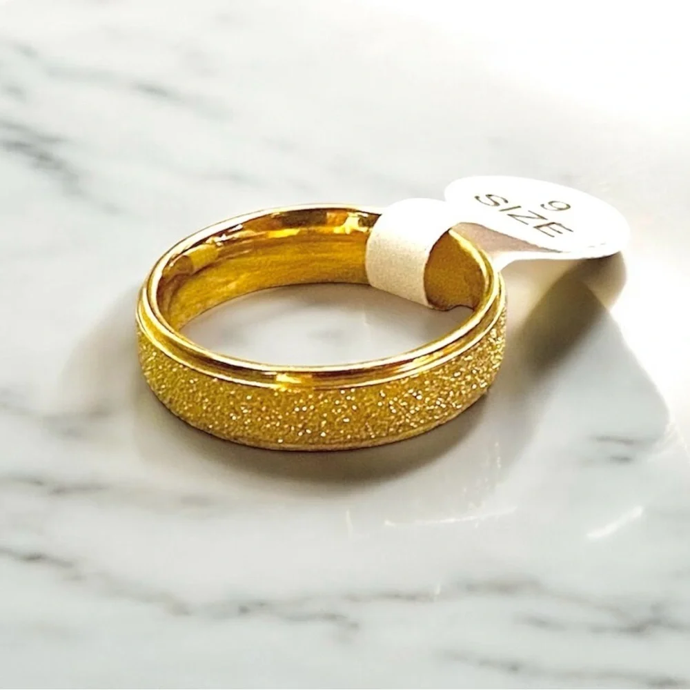 Gold Plated Stainless Steel 6mm gold ring - Size 9